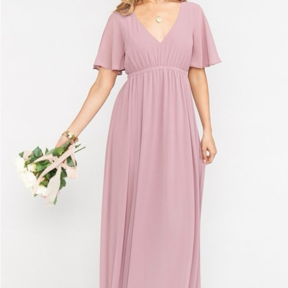 Show Me Your MuMu Emily Empire Maxi Dress Neutral Mauve Chiffon Size 1X NWT
